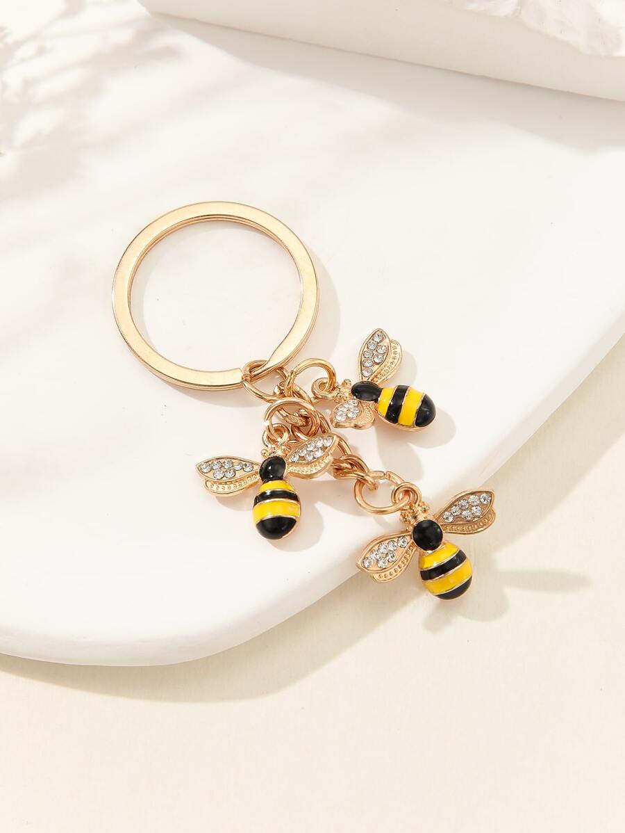 1 pieza multicolor de abeja con ala en forma de de aleación colgante incorporado con Diamantes de imitación con gotita , adecuado para uso diario como Llavero o Collar colgante - Multicolor - Ver 1
