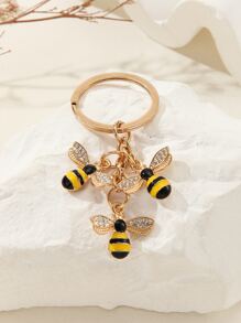 1 pieza multicolor de abeja con ala en forma de de aleación colgante incorporado con Diamantes de imitación con gotita , adecuado para uso diario como Llavero o Collar colgante - Multicolor - Ver 4