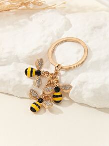 1 pieza multicolor de abeja con ala en forma de de aleación colgante incorporado con Diamantes de imitación con gotita , adecuado para uso diario como Llavero o Collar colgante - Multicolor - Ver 2