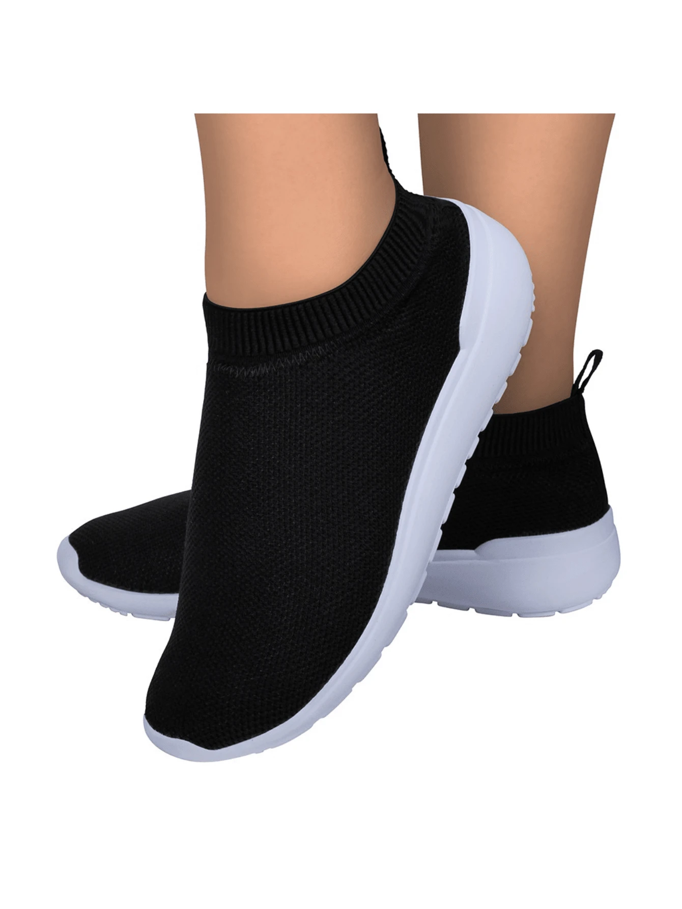 Women Wedge Sneakers - 黑與白 - 查看 1