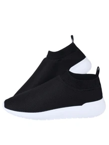 Women Wedge Sneakers - 黑與白 - 查看 2