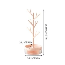 1pc Pink Tree Shaped Jewelry Display Stand For Necklaces & Earrings - Pink - View 4