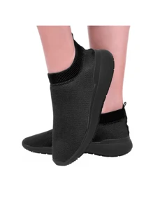 Women Wedge Sneakers - Black - View 1