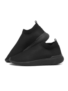 Women Wedge Sneakers - Black - View 2