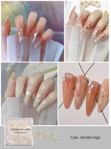 1 boîte de puces Bh Bay, Coquillages pour Nail Art, Écailles d'abalone colorées, décoration en feuille d'or blanc et accessoire en strass, Charmes d'ongles DIY, Gemmes d'ongles, Fournitures d'ongles décoration ongle bijoux ongles décor ongles
