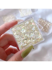 1 boîte de puces Bh Bay, Coquillages pour Nail Art, Écailles d'abalone colorées, décoration en feuille d'or blanc et accessoire en strass, Charmes d'ongles DIY, Gemmes d'ongles, Fournitures d'ongles décoration ongle bijoux ongles décor ongles