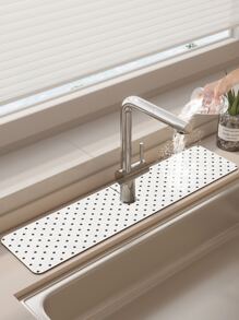 1入組現代簡約風格吸水率墊適用於龍頭,矽膠泥防滑龍頭滴墊帶圓黑色點燈背景,合適的適用於各種各樣類型的,適用於浴室和廚房使用,各種各樣尺寸 - 彩色 - 查看 1