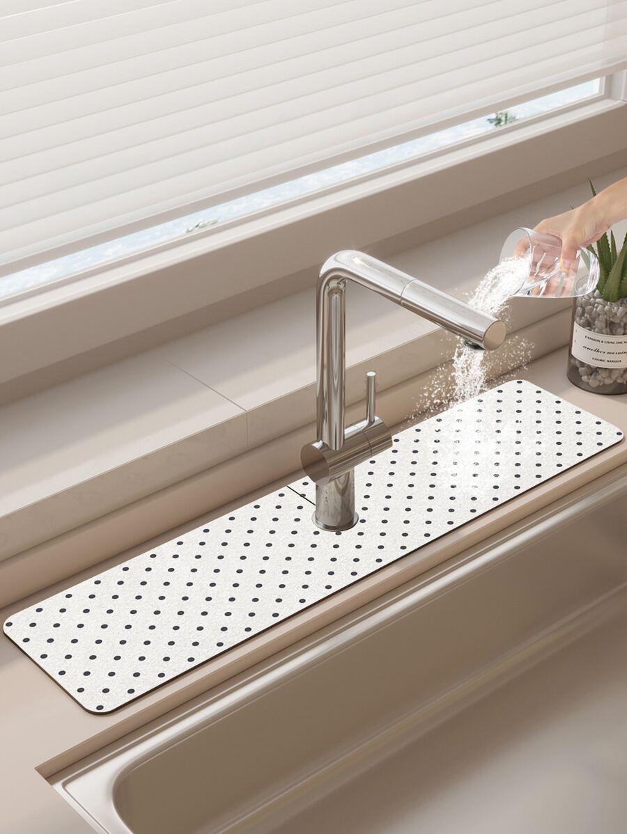 1入組現代簡約風格吸水率墊適用於龍頭,矽膠泥防滑龍頭滴墊帶圓黑色點燈背景,合適的適用於各種各樣類型的,適用於浴室和廚房使用,各種各樣尺寸 - 彩色 - 查看 1