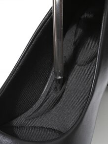 Zapatos de tacón de cuña negros para mujer de talla grande, zapatos de trabajo sin cordones elegantes y cómodos - Negro - Ver 6