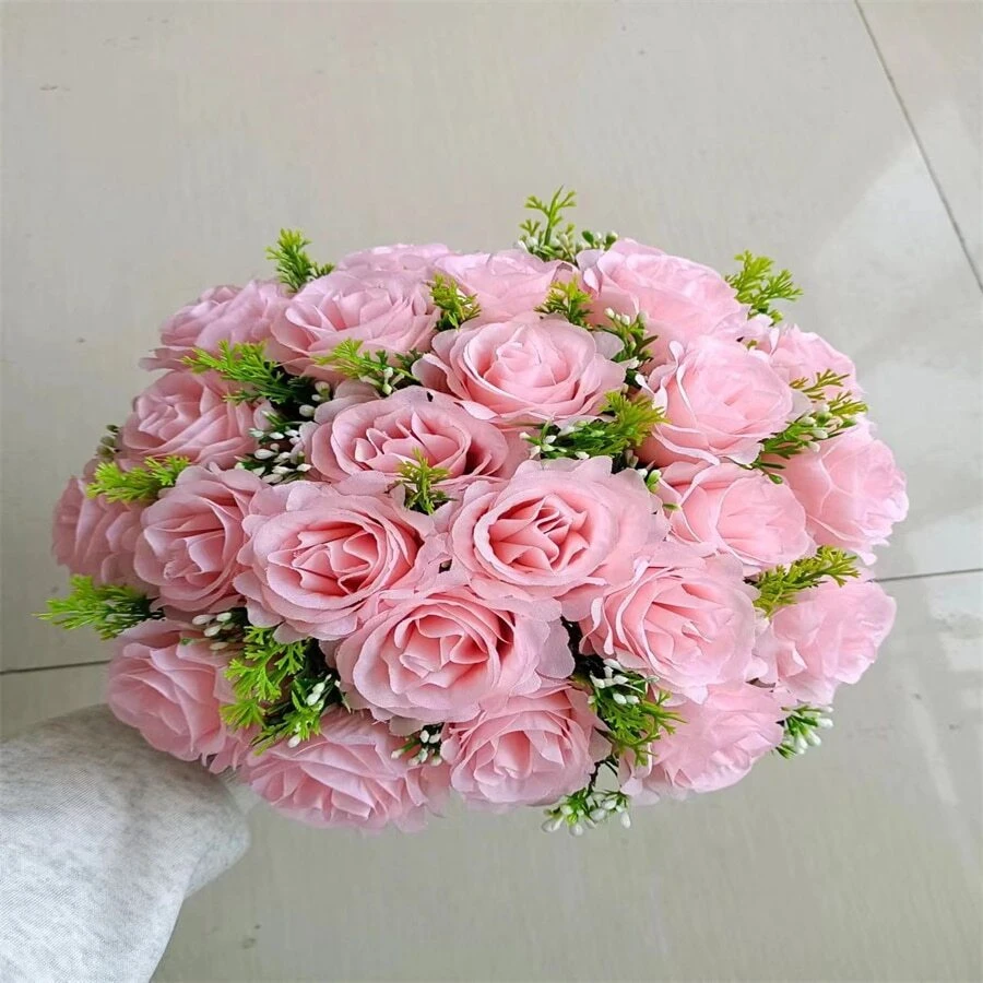 Bouquet Of Roses With Foliage C/24 - Hồng - Xem 1