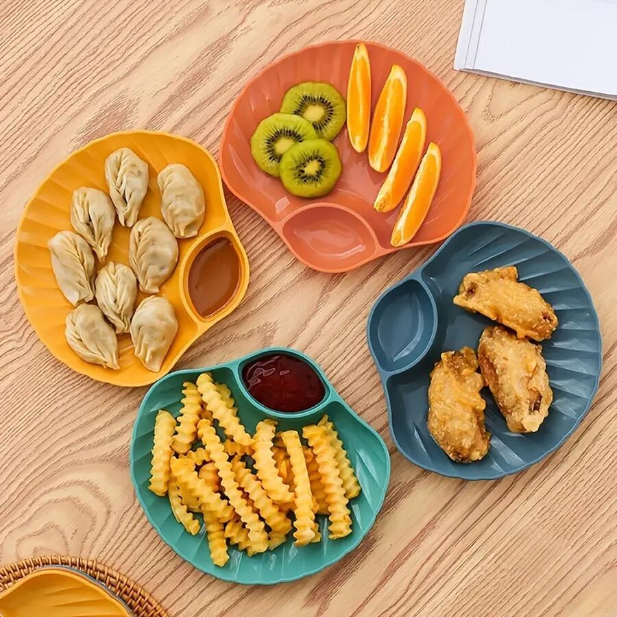 4入組貝殼形狀水果/餃子盤,多功能小吃盤,塑料貝殼形狀餐具,廚房用品 - 多色 - 查看 1