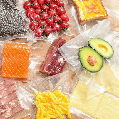 Vacuum Food Bag Roll With Stripes For Vacuum Sealer Machine, Home Plastic Packaging 1 Roll 500cm