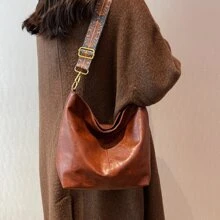 女士幾何圖案肩背包 - 咖啡棕 - 查看 6