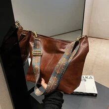 女士幾何圖案肩背包 - 咖啡棕 - 查看 8