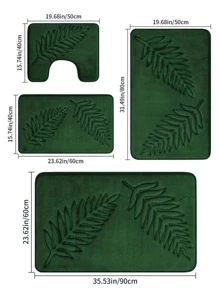 One Piece Of Modern Style Leaf Patterned Carpet, Polyester Fiber Rectangle Shaped Water Absorbent Floor Mat With Raised Dots Detailing Suitable For Living Room, Bedroom, Kitchen, Courtyard Home Bathroom Decor Bath Rug Outdoor Rug Door Mat Fall Decor Bathroom Accessories Back To School Entryway Decor - Green - View 3