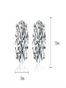 1pc Copper White, Pink & Blue Rhinestone Inlaid Oval Shaped Earring For Parties And Festivals - Blue - View 2