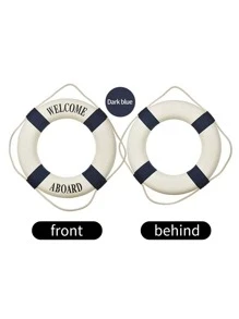 1pc Decorative Crafts Mediterranean Style Decorative Life Buoy, Foam Wall Hanging Life Buoy (Red, Blue, Multiple Sizes) Best Gifts Birthday Graduation - white blue - View 8