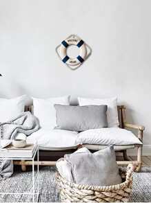 1pc Decorative Crafts Mediterranean Style Decorative Life Buoy, Foam Wall Hanging Life Buoy (Red, Blue, Multiple Sizes) Best Gifts Birthday Graduation - white blue - View 4