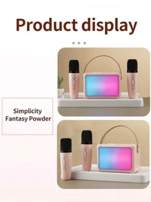 1 Di động không dây Retro Cái Loa Với RGB Ánh sáng Hiệu ứng , 2 Không dây Micrô Karaoke , Karaoke Máy móc - Hồng - Xem 10