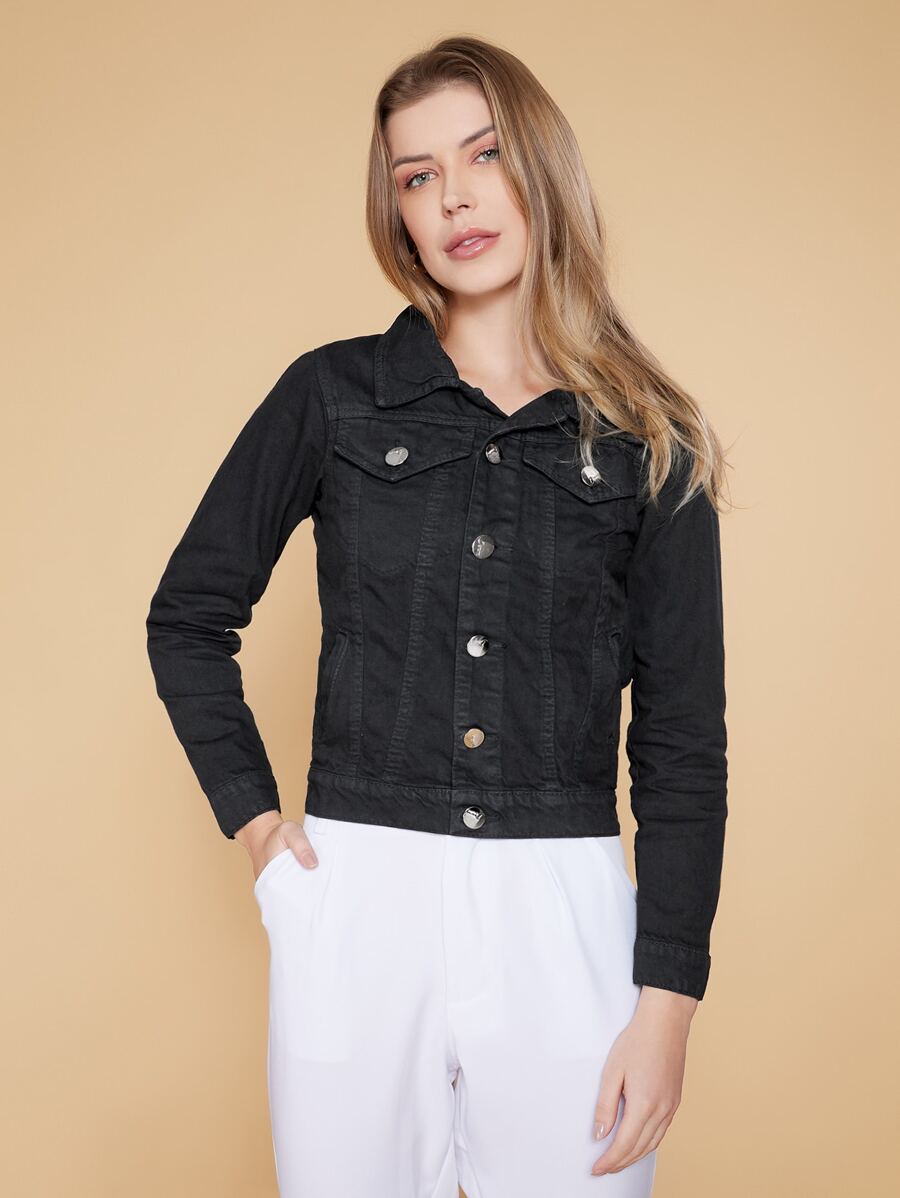 Women Denim Jackets & Coats - Black - View 1