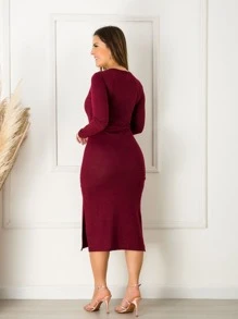 Women Dresses - Màu Đỏ Sâu - Xem 2