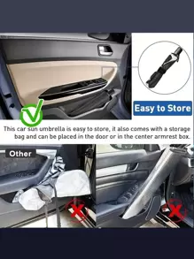 1pc Car Sunshade Umbrella, Heat Insulation Artifact, Collapsible Front Windshield Sun Shade - Black - View 5