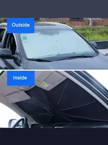 1pc Car Sunshade Umbrella, Heat Insulation Artifact, Collapsible Front Windshield Sun Shade - Black - View 8
