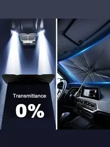 1pc Car Sunshade Umbrella, Heat Insulation Artifact, Collapsible Front Windshield Sun Shade - Black - View 4