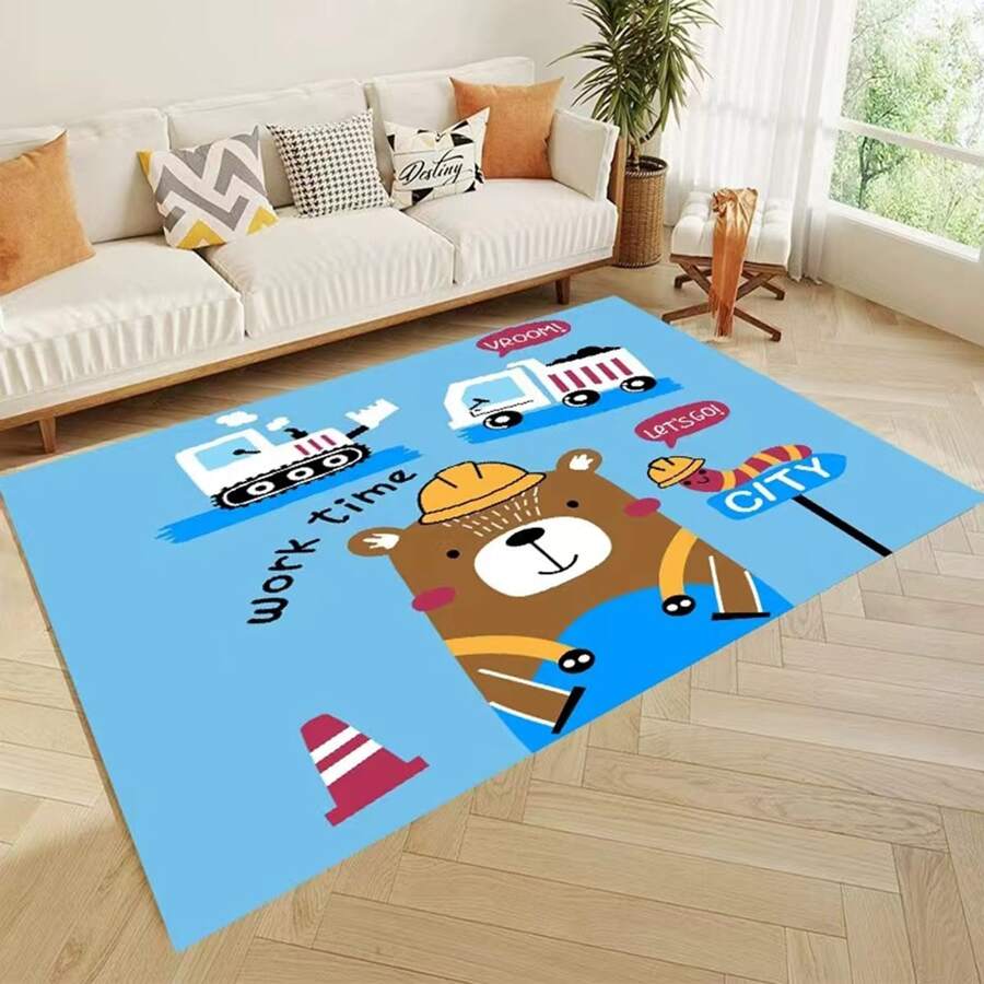 1入組可愛卡通風格厚實柔軟爬行墊,適用於家庭、男孩房間、客廳、臥室