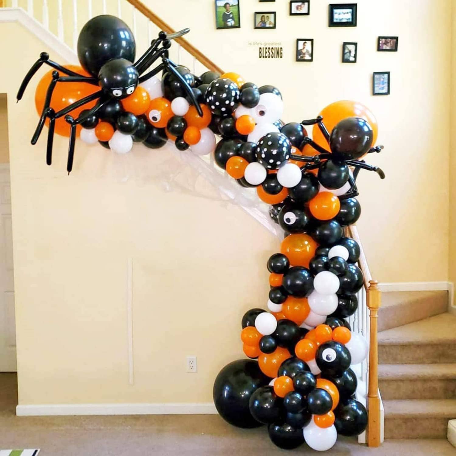 129 piezas conjunto de arco de globo de Halloween conjunto de globos de decoraciones de fiesta para decoración de lugar - Multicolor - Ver 1