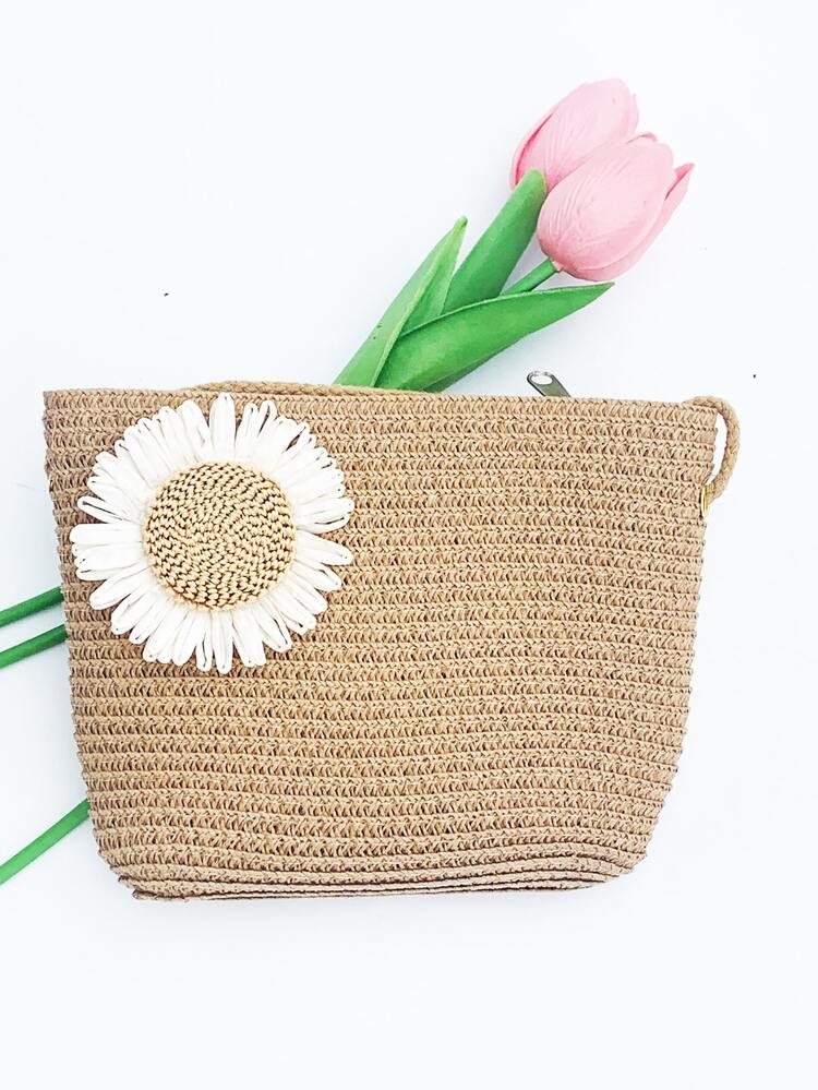 قبعة قش نسائية خاكي مع تزيين عباد الشمس وعرض حافة...