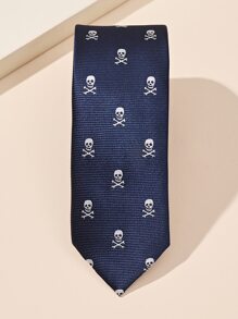 1 件彩色编织提花骷髅和自行车图案男士领带服装配饰街头万圣节