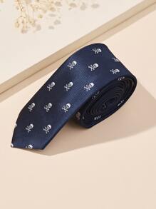 1 件彩色编织提花骷髅和自行车图案男士领带服装配饰街头万圣节