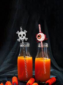 Halloween Ống hút Đồ trang trí , 24 cái Sọ & Hình nhện Dùng một lần Ống hút Với Thẻ & Màu sắc tùy ý - Mứt Rơm Halloween - Xem 6
