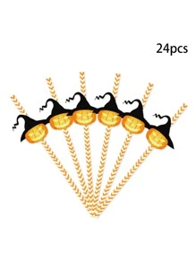 Halloween Ống hút Đồ trang trí , 24 cái Sọ & Hình nhện Dùng một lần Ống hút Với Thẻ & Màu sắc tùy ý - Mứt Rơm Halloween - Xem 8