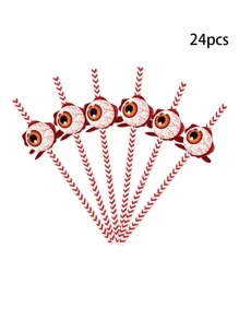 Halloween Ống hút Đồ trang trí , 24 cái Sọ & Hình nhện Dùng một lần Ống hút Với Thẻ & Màu sắc tùy ý - Mứt Rơm Halloween - Xem 10