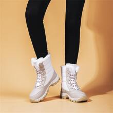 女性冬天戶外運動靴子,加厚毛絨保暖鞋,防水&防滑&耐磨雪地靴,高幫設計,新品到貨