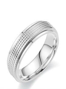 1入組銀鈦鋼男士圓環,情侶戒指,簡約風格時尚手掌配件,商務休閒圓環