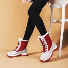 冬季户外女士加厚保暖保暖内衬防水防滑雪地靴，新品上市 - 紅色 - 查看 3