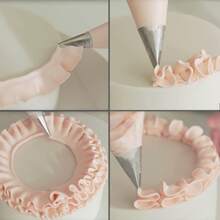 7件套褶皱裱花嘴套装，304不锈钢材质，适用于蛋糕装饰、糕点制作和烘焙 - 銀色 - 查看 2