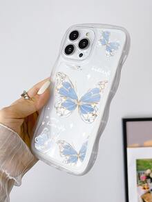 Funda de celular transparente con patrón de mariposa - Blanco - Ver 4