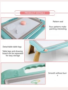 1個兒童便攜式磁性繪畫板桌,教育彩色塗鴉和書寫玩具（組件顏色隨機） - 粉色 - 查看 6