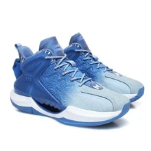 新風格男士高彈性橡膠鞋底透氣籃球鞋,運動跑步鞋 - 藍色 - 查看 3