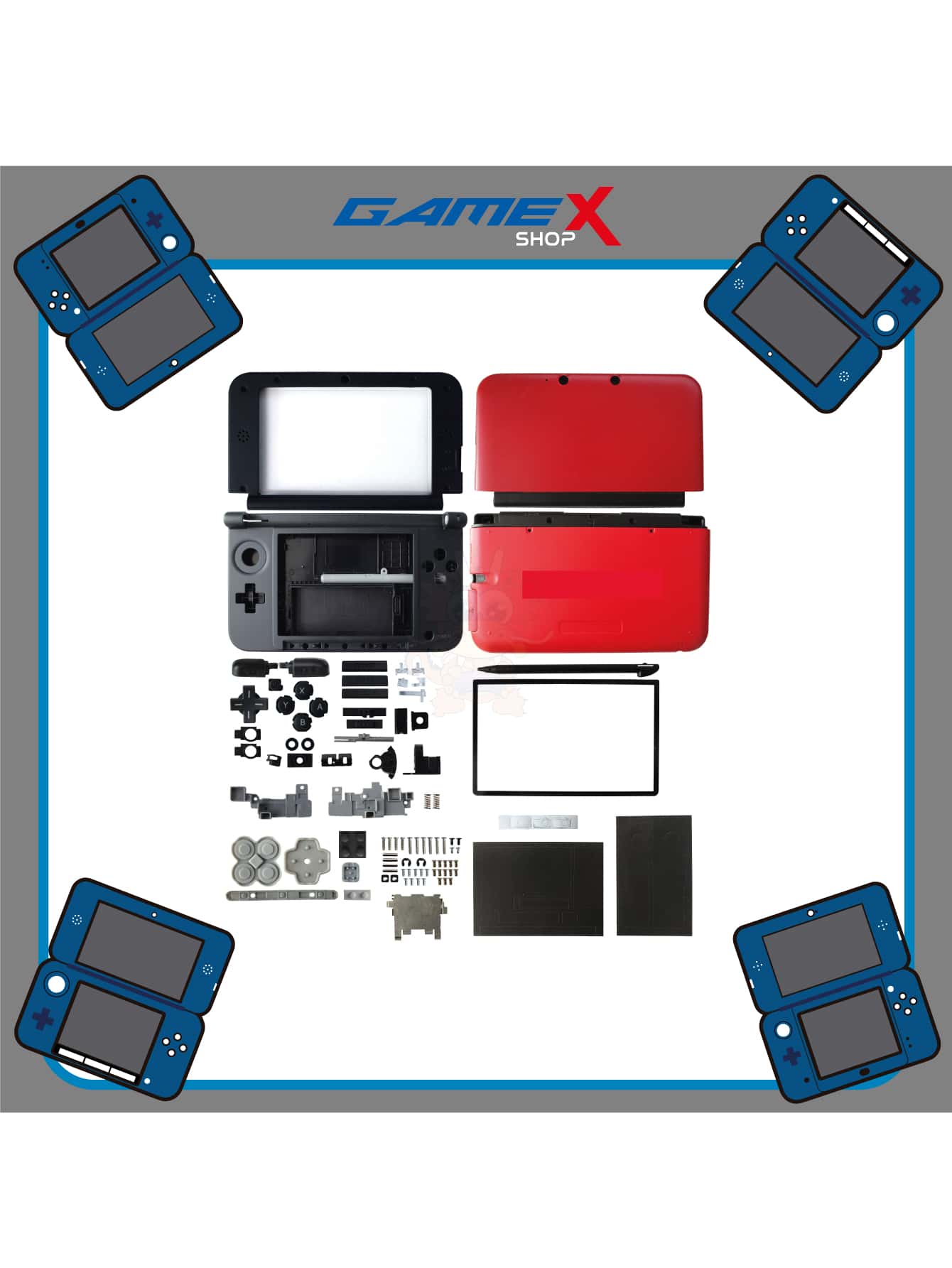 Carcasa de reemplazo 3DS XL - Rojo - Ver 1