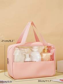 3入組旅行化妝包套裝,半透明PVC材質,多功能化妝包適合旅行,商業,度假,學校化妝盒化妝包和旅行化妝包套裝透明帶防水和便攜大容量適用於浴室,旅行,和大學宿舍極簡三件套套裝禮品適合女士,女孩,教師,和媽媽適用於便攜和防漏彩妝收納郵輪必備 - 粉色 - 查看 5