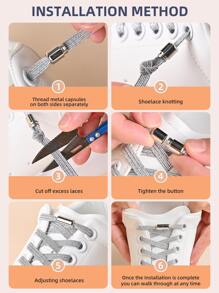 1pair Elastic No Tie Shoelaces With Capsule Buckle & Faux Pearl Shimmer Details, Suitable For Sneakers & Sports Shoes, Men Trainers Running Shoes