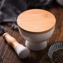 1pc Ceramic Spice Grinder With Lid, Tall - White - View 5