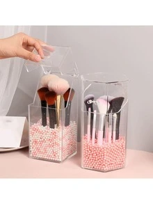 Contenedor Organizador De Brochas Maquillaje Forma Rectangular - transparente - Ver 2