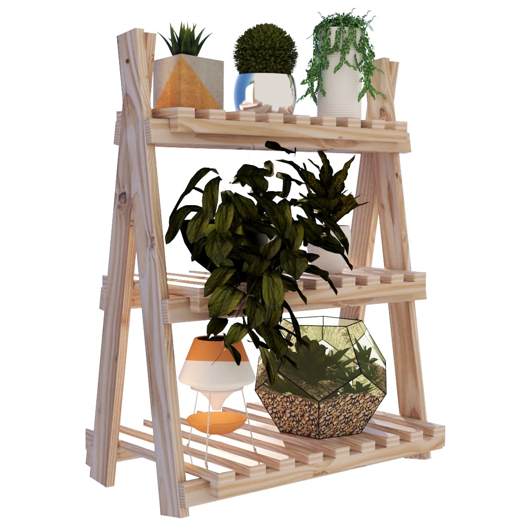 Prateleira Tripla Vertical Para Plantas E Decorações Flores