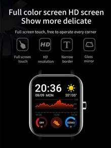 H10銀色男女智慧手錶,全觸控式健身追蹤器,運動監控,數字時鐘 - 銀色 - 查看 5